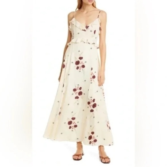 Joie Dresses & Skirts - JOIE NWT Joie Cassiel Floral 100% Silk Ruffle Maxi Dress in Size 10